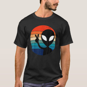 Camiseta SINAL DE PAZ AMOR ALIENÍGENA 60S 70S Tie Dye Hippi