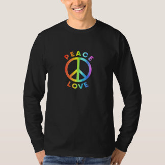 Camiseta Sinal de Paz Amor Rainbow 60s 70s Hippie Flower Ch