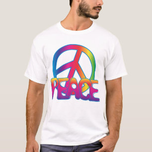 Camiseta Sinal de Paz Arco-íris Retro Hippie