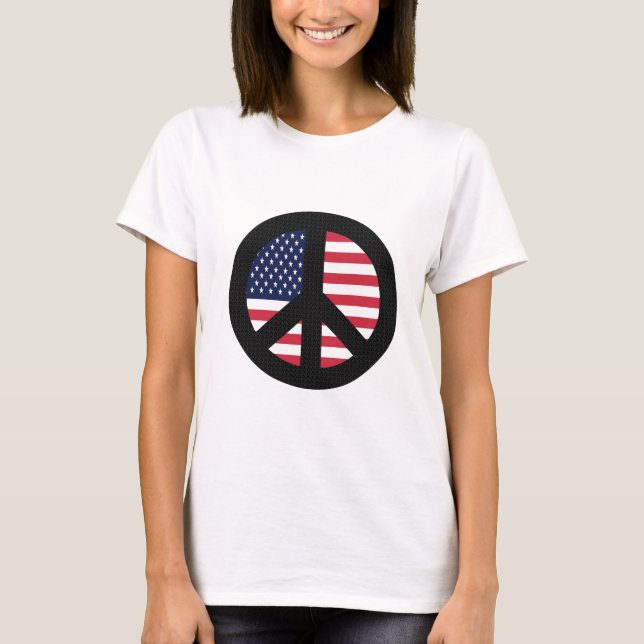 Camiseta Sinal de paz com bandeira americana (Frente)