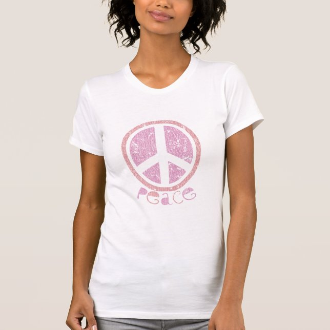 Camiseta Sinal de paz cor-de-rosa feminino (Frente)