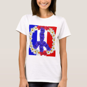 Camiseta sinal de paz da bandeira francesa