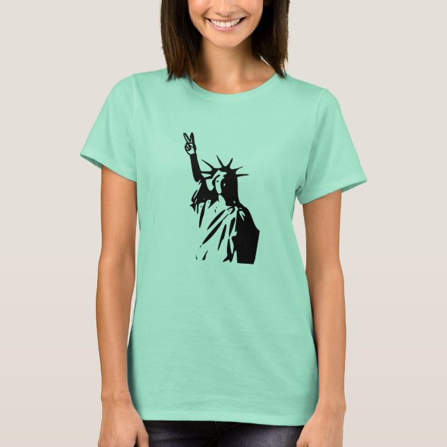 Camiseta Sinal de paz da estátua da liberdade (Frente)