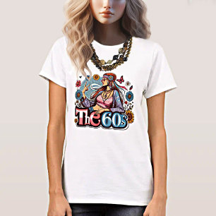 Camiseta Sinal de paz da menina Hippie pintinho de 1960