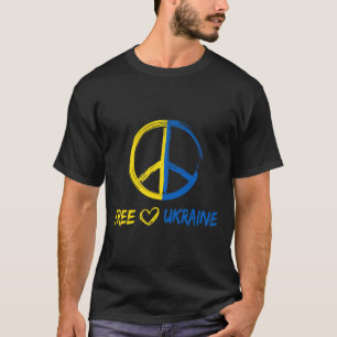 Camiseta Sinal de Paz da Ucrânia Livre Para Mulheres Homens