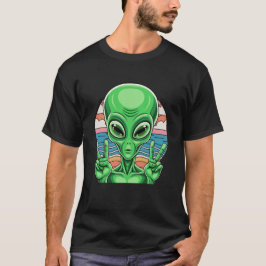 Camiseta Sinal de Paz de Alien Divertido Área 51 Design