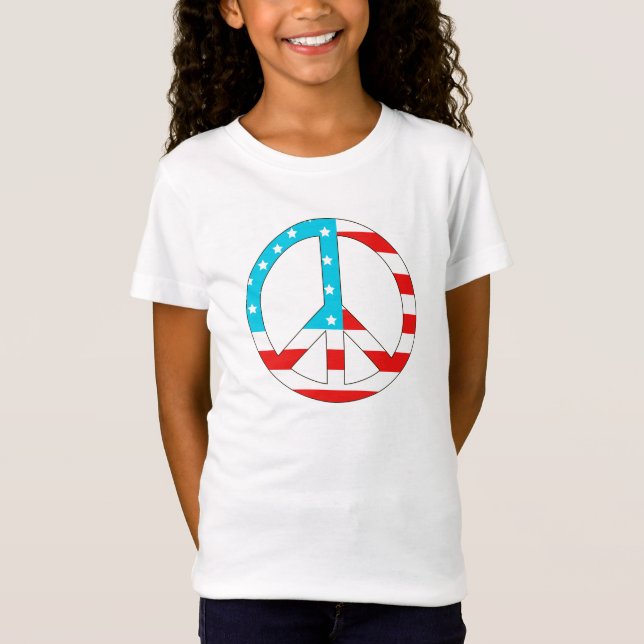 Camiseta Sinal de Paz de Bandeira Americana (Frente)