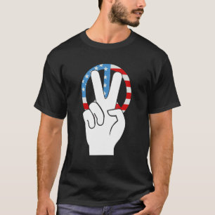 Camiseta Sinal de Paz de Bandeira Americana