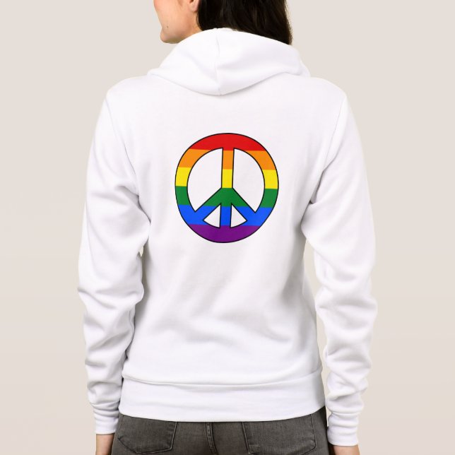 Camiseta Sinal de paz de bandeira LGBT (Verso)