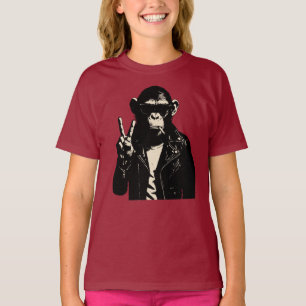 Camiseta Sinal de Paz de Chimp Rebel em Couro