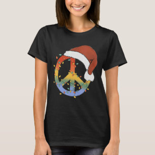 Camiseta Sinal de Paz de Natal Hippie Luz Tie Dye Natal Ale