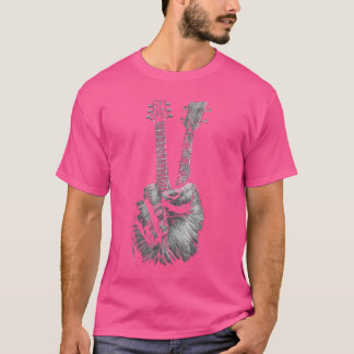 Camiseta Sinal de Paz de Violão Sinal de Paz de Mão Sinal E
