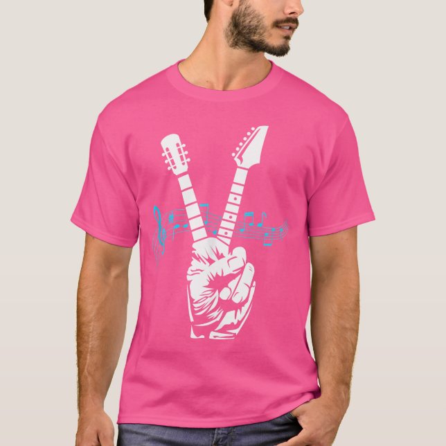 Camiseta Sinal de Paz - Dedos de Violão Acústico Elétrico (Frente)
