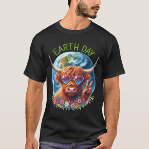Camiseta Sinal de Paz do Dia da Terra Vaca Heifer Animal Sa