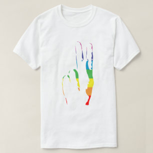 Camiseta sinal de paz do orgulho arco-íris