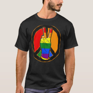 Camiseta Sinal de Paz e Vitória Tolerância ao Amor LGBT