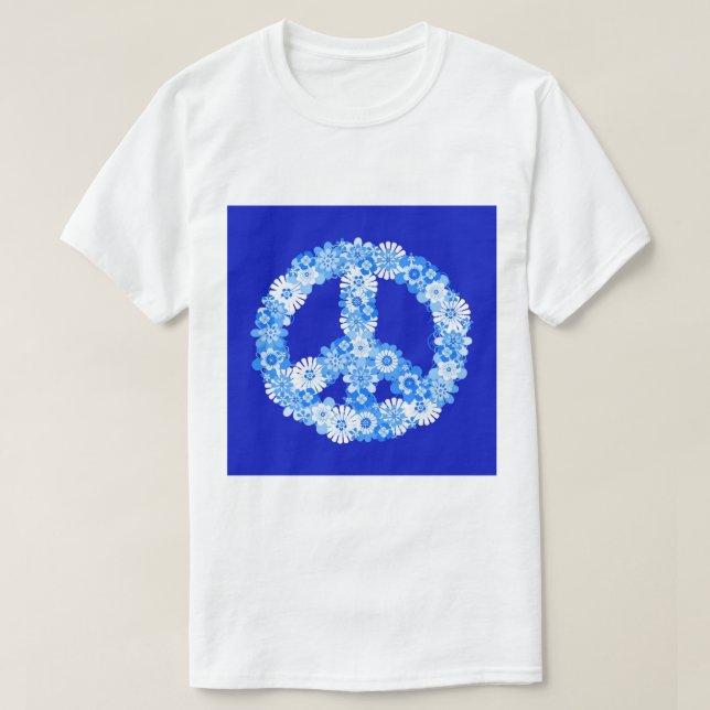 Camiseta Sinal de Paz em Azul (Frente do Design)