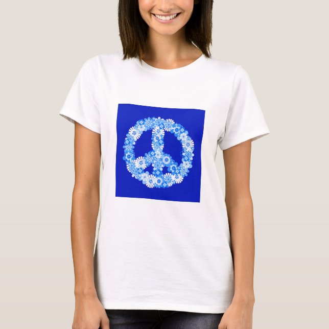 Camiseta Sinal de Paz em Azul (Frente)