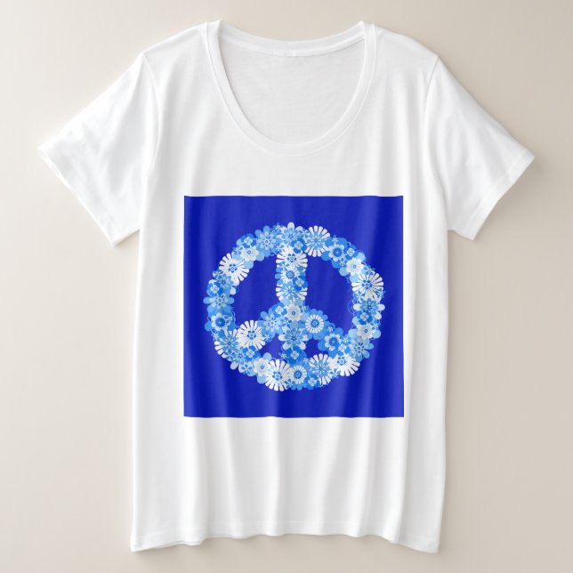 Camiseta Sinal de Paz em Azul (Frente do Design)