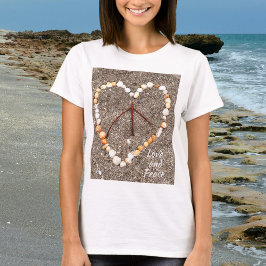 Camiseta Sinal de Paz em Heart Sandy Beach Fotográfico
