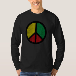 Camiseta Sinal de Paz em Roupa Tricolor Africana para Pe