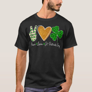 Camiseta Sinal de Paz Engraçado Coração Shamrock Peace Love