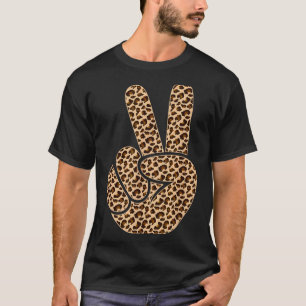 Camiseta Sinal de paz estampa de leopardo meninos estampa d