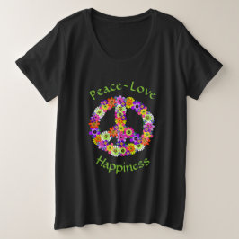 Camiseta Sinal de Paz Floral Ama Felicidade