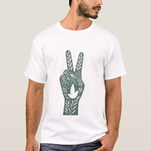 Camiseta Sinal de Paz Floral Retro & Arte de Pombo Sol Bot