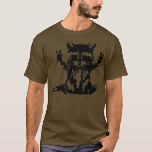 Camiseta Sinal de Paz Funny Racoon Lover
