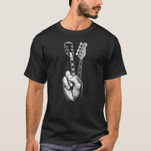 Camiseta Sinal de Paz Guitarrista Dedos Contra Violão Músic