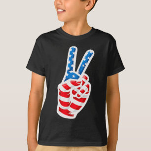 Camiseta Sinal de Paz Impressão Americano 4º Mão De Ju