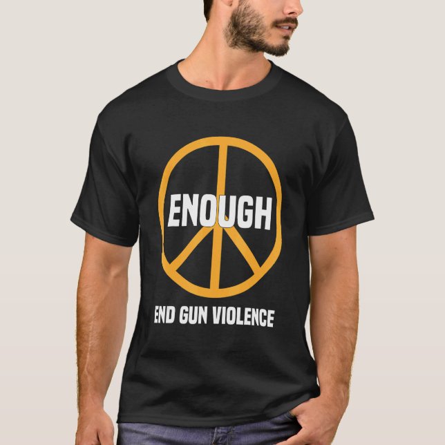 Camiseta Sinal de Paz Laranja vista Suficiente Para Acabar  (Frente)