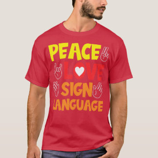 Camiseta Sinal de Paz Linguagem Intérprete-de-Mão Asl Deaf
