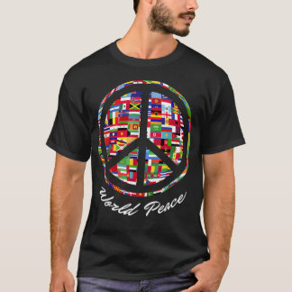 Camiseta Sinal de Paz Mundial Bandeiras de Nações Internaci