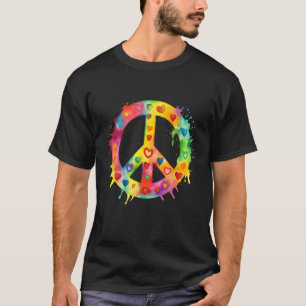 Camiseta Sinal de Paz Mundo Amor Flores Vibes Hippie Groovy