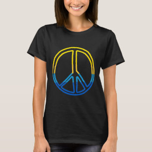 Camiseta Sinal de Paz Nas Cores Da Ucrânia Amarelo E Azul