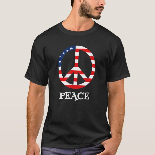 Camiseta Sinal de Paz Patriótico em 4 de julho (Frente)