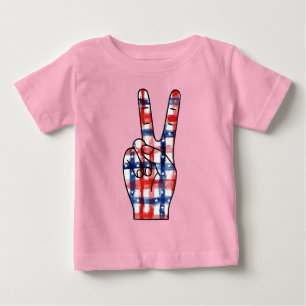 Camiseta Sinal de Paz Patriótico Mão Abstrata Padrão da Ban