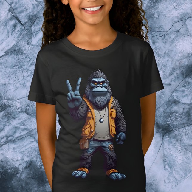 Camiseta Sinal de Paz Piscante Bigfoot (Criador carregado)