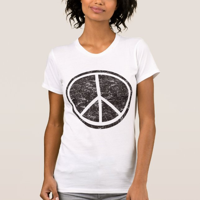 Camiseta Sinal de paz preto do vintage (Frente)