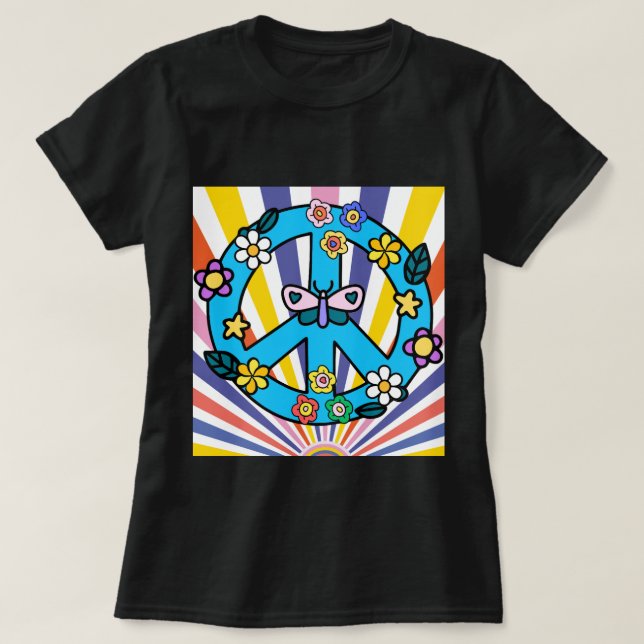 Camiseta Sinal de Paz Retro (Frente do Design)