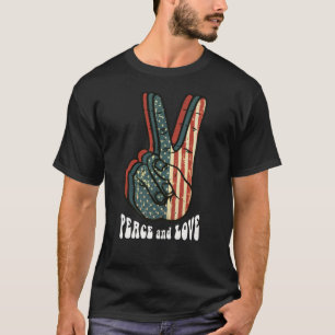Camiseta Sinal de Paz Retro Vintage Anos 60 70 Presente Hip