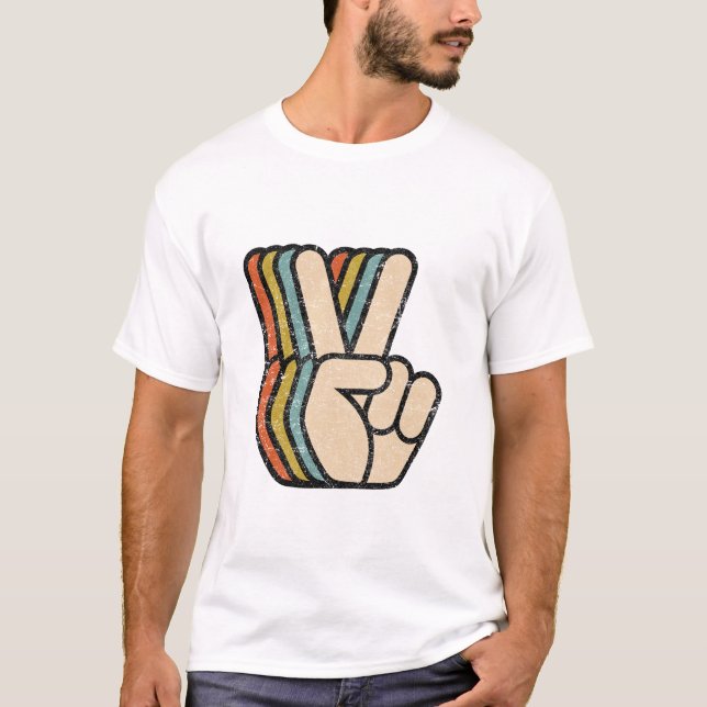 Camiseta Sinal de Paz Retroativo V Dedos (Frente)