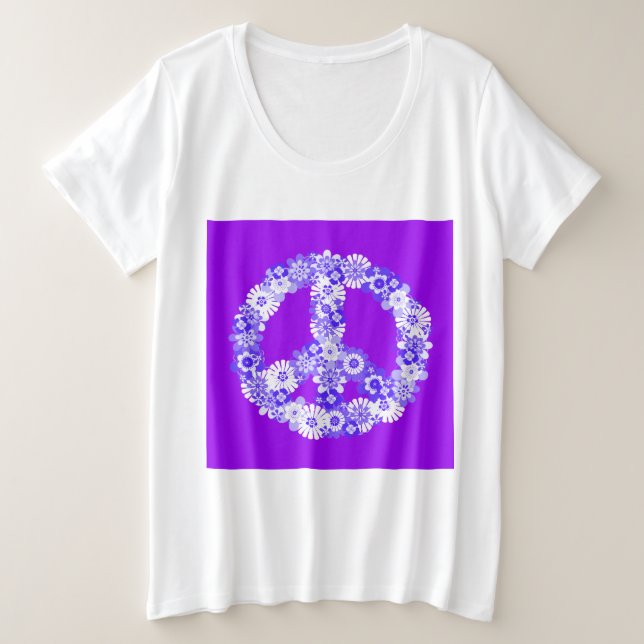 Camiseta Sinal de Paz Roxo Floral (Frente do Design)