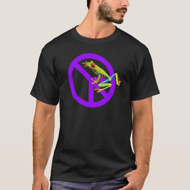 Camiseta Sinal de Paz Sapo Roxo Verde (Frente)