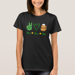 Camiseta Sinal de Paz Shamrock Amor Cerveja St Patricks