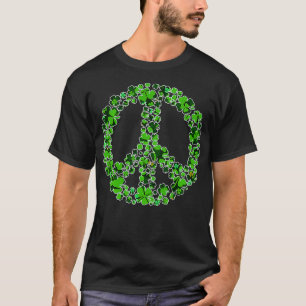 Camiseta Sinal de Paz Shamrock Dia de São Patrício Presente