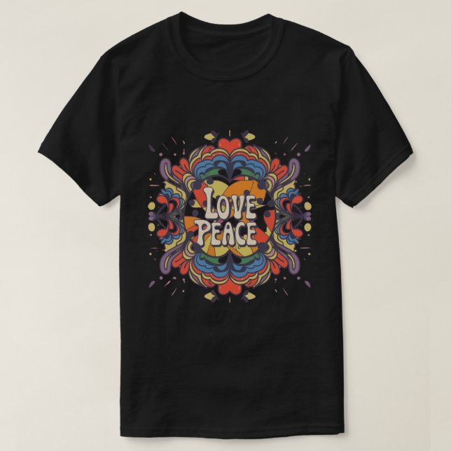 Camiseta Sinal de Paz T Shirt | Hippie Costume de 70 (Frente do Design)