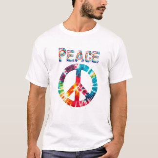Camiseta Sinal de Paz Tie-Dye Estilo Retro